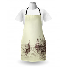 Pencil Drawn Lake and Boat Apron