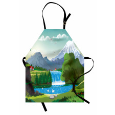 Cartoon Style Lake Waterfall Apron