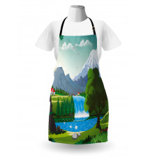 Cartoon Style Lake Waterfall Apron