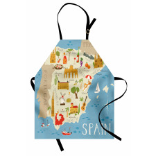 Spain Mapping Calligraphy Apron