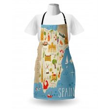 Spain Mapping Calligraphy Apron