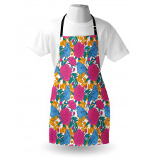 Spring Peony Blossoms Leaves Apron