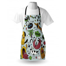 Vivid Playful Dog Pattern Apron