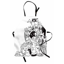 Monotone Monster Characters Apron