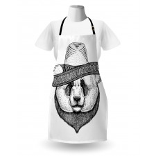 Single Panda Face in a Hat Apron