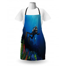 Scuba Diver Exploring Art Apron