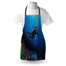 Scuba Diver Exploring Art Apron