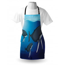 Swimming Whales Scenery Apron