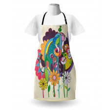 Grunge Style Flowers Artwork Apron