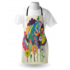 Grunge Style Flowers Artwork Apron