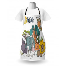 Cartoon Jungle Friends Fauna Apron