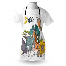 Cartoon Jungle Friends Fauna Apron