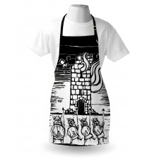 Woodcut Style Viking Tower Apron