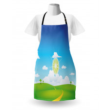 Grass Hill Sun and Clouds Apron