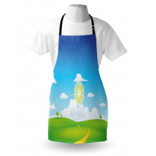 Grass Hill Sun and Clouds Apron