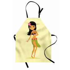 Hawaiian Dancer Girl Cartoon Apron