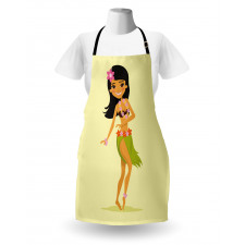 Hawaiian Dancer Girl Cartoon Apron