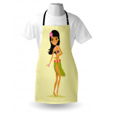 Hawaiian Dancer Girl Cartoon Apron