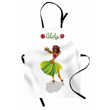 Hula Dancer Girl Aloha Wording Apron