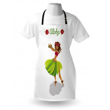 Hula Dancer Girl Aloha Wording Apron