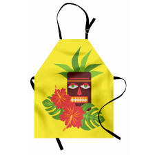 Tiki Mask and Exotic Hibiscus Apron