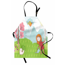 Cartoon Girl Animal in Wood Apron