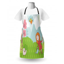 Cartoon Girl Animal in Wood Apron