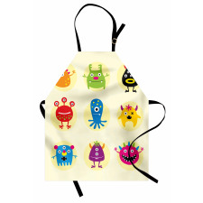 Colorful Monsters Funny Faces Apron