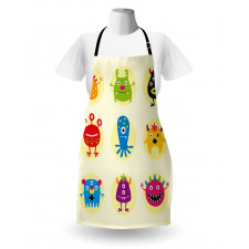 Colorful Monsters Funny Faces Apron