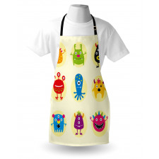 Colorful Monsters Funny Faces Apron