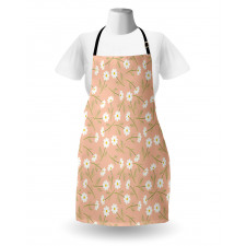 Rhythmic White Cosmos Flower Apron