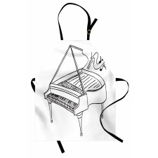 Monochrome Piano Drawing Apron