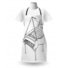 Monochrome Piano Drawing Apron