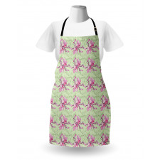 Pinkish Flower Silhouettes Apron