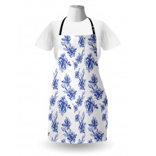 Blue Peonies Blossom Art Apron