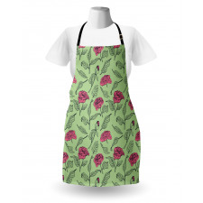 Romantic Peony Dotted Leaves Apron