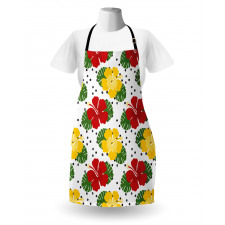 Grunge Dots and Hibiscus Apron