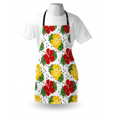 Grunge Dots and Hibiscus Apron