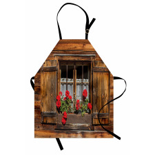 Wooden Hut with Window Apron