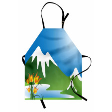 Snowy Mountain Flowers Apron