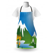 Snowy Mountain Flowers Apron