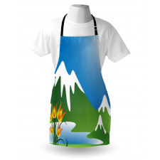 Snowy Mountain Flowers Apron