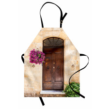 Mimari Mutfak Önlüğü Kapı ve Mor Çiçek