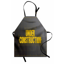 Mimari Mutfak Önlüğü Koyu Gri Fon Üzerinde Uyarı Tabelası Desenli