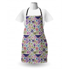 Butterfly Pansy Flower Leaf Apron