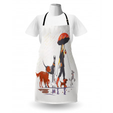 Girl with Dogs in Rain Apron