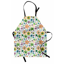 Bahar Mutfak Önlüğü Rengarenk Modern Çiçek Yaprak Dal Tasarımı 