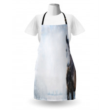 Grey Horse Snow Scenery Apron