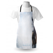 Grey Horse Snow Scenery Apron