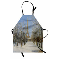 Snowy Paris City View Apron